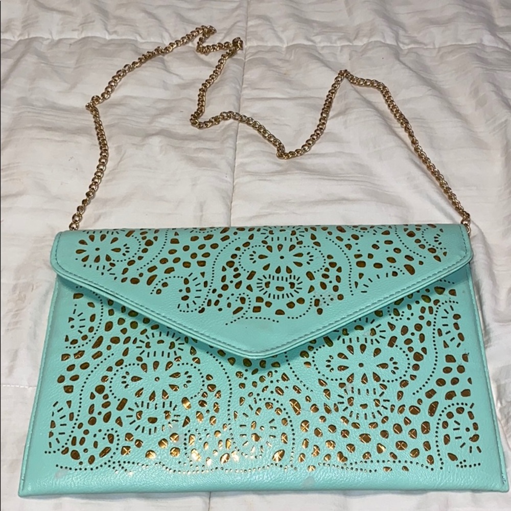 Mint & Gold Clutch/Crossbody - Picture 3 of 3
